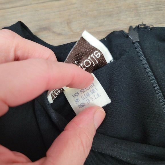 Vintage Steven Stoller New York Dress Cocktail Black Sheath Midi Long Sleeve 90s - Picture 7 of 10